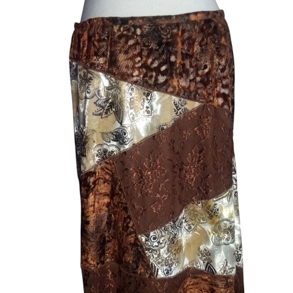 Vintage City Girl Mixed Media Patchwork Artsy Animal Print Boho‎ Maxi Skirt 10 - Picture 2 of 8